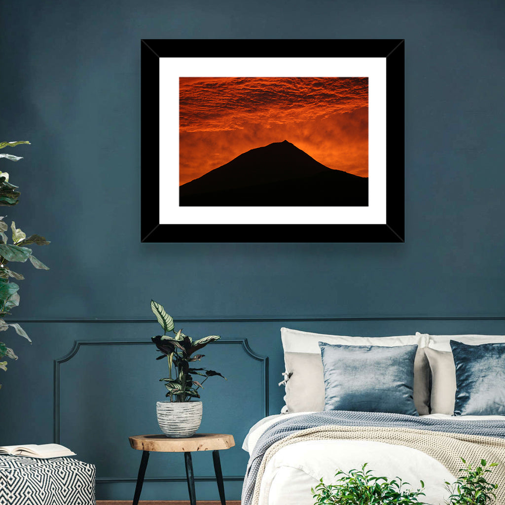 Pico Island Volcano Silhouette at Sunset Wall Art