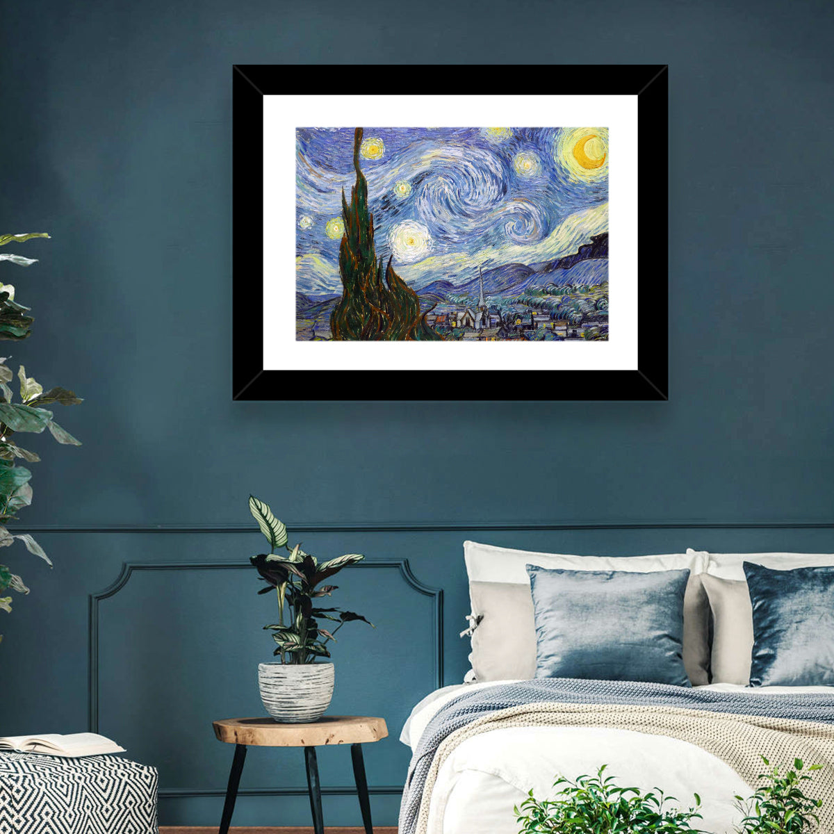 Starry Night Over Saint-rémy Wall Art in a room, landscape