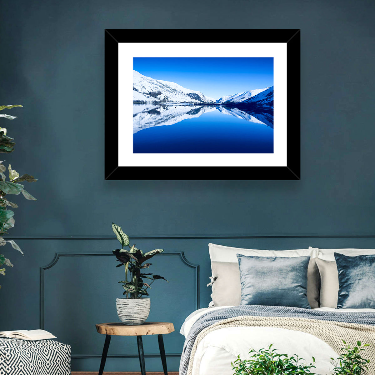 Tal Y Llyn Winter Reflection Wall Art in a room, landscape