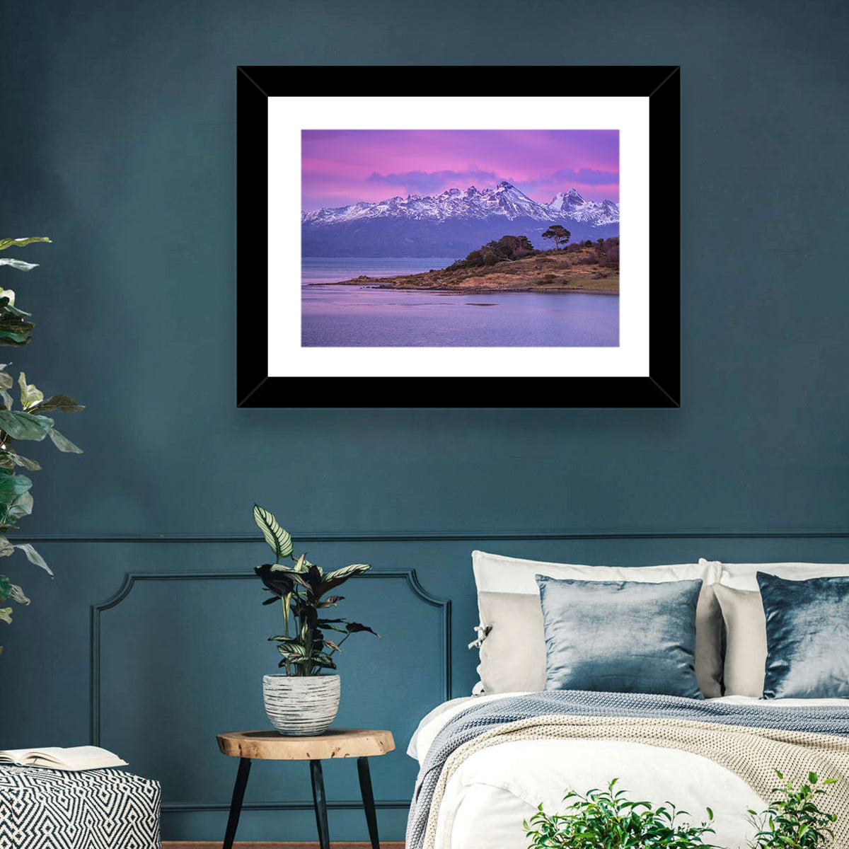 Beagle Channel Purple Dawn Wall Art in a room, landscape