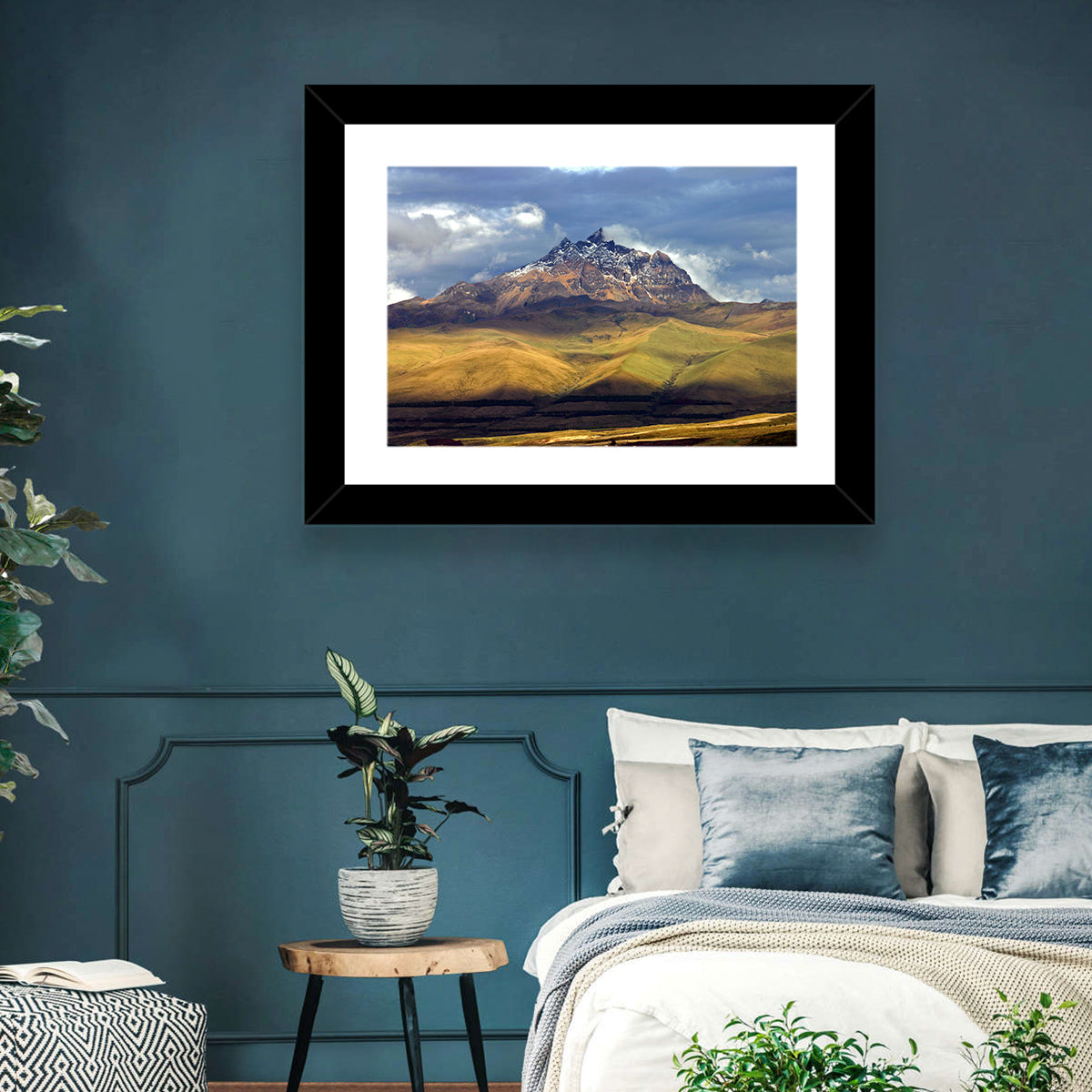Antisana Volcano Landscape Wall Art in a room, landscape