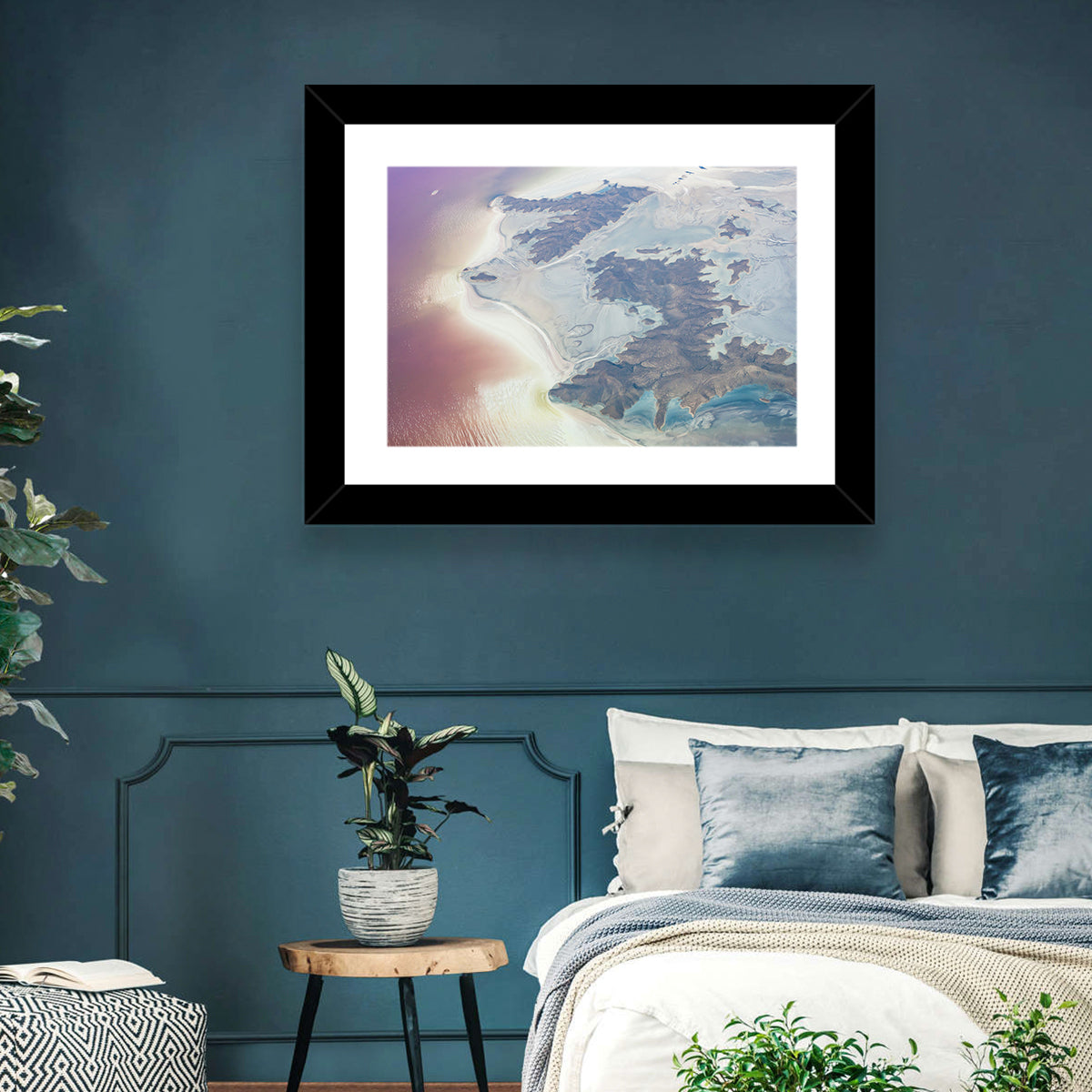 Urmia Lake Aerial View Wall Art in a room, landscape