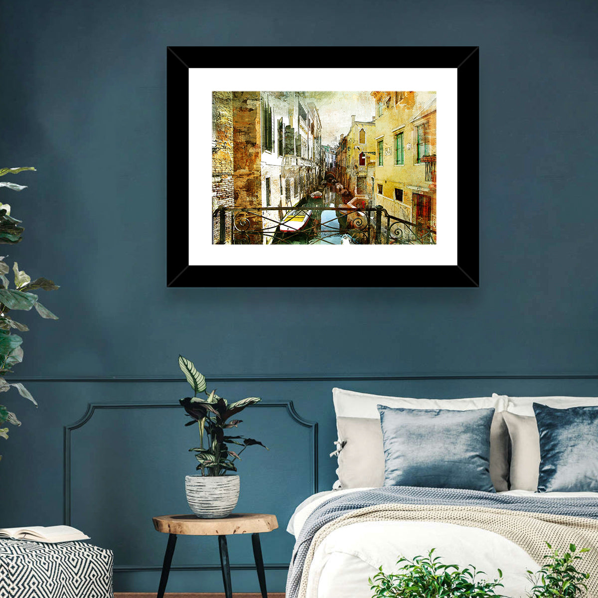 Venice Canal View Wall Art in a room, landscape