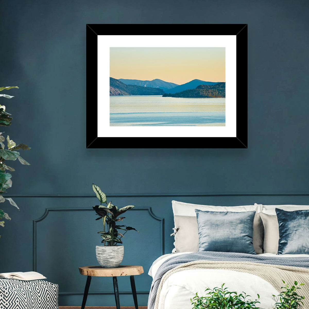 Lake Pend Oreille at Golden Hour Wall Art in a room, landscape
