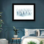 Misty Pine Forest Watercolor Wall Art