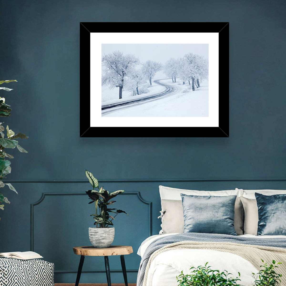 Misty Winter S-curve Road Wall Art
