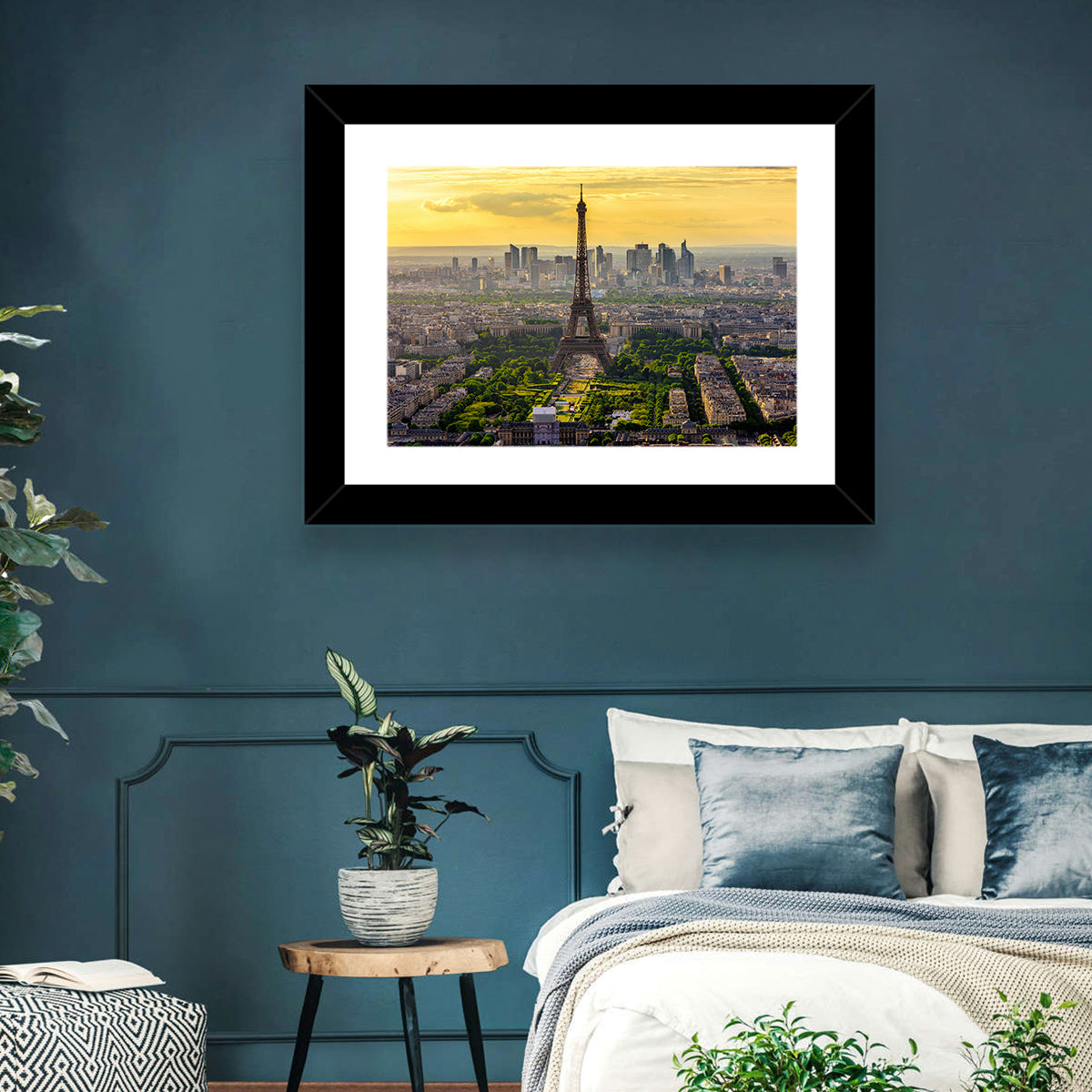 Eiffel Tower at Golden Hour Wall Art in a room, landscape