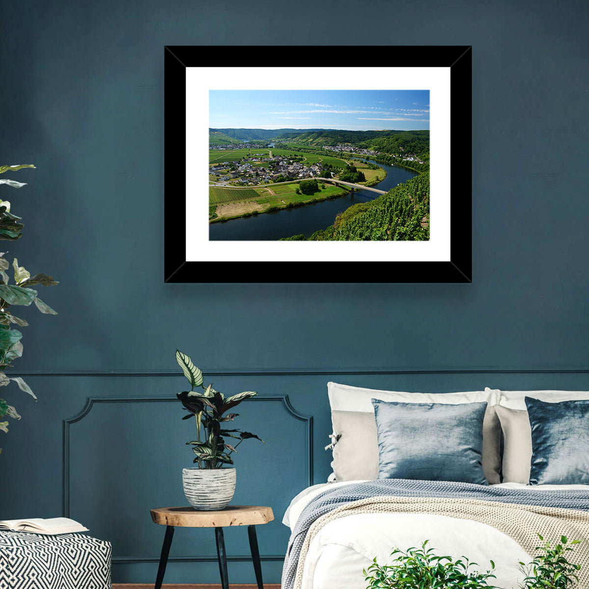Piesport Moselle River View Wall Art in a room, landscape