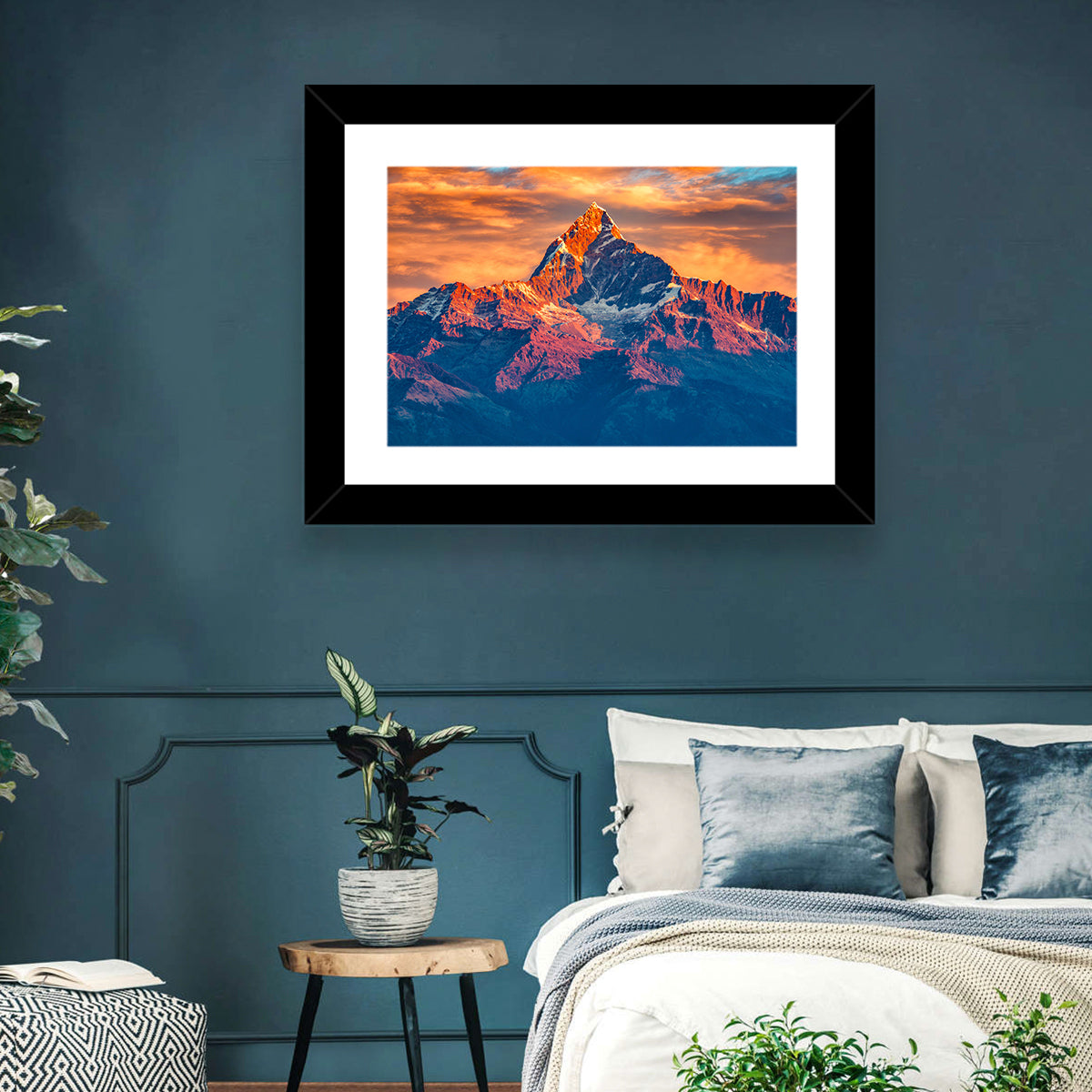 Machhapuchhre Sunrise Over Pokhara Wall Art in a room, landscape