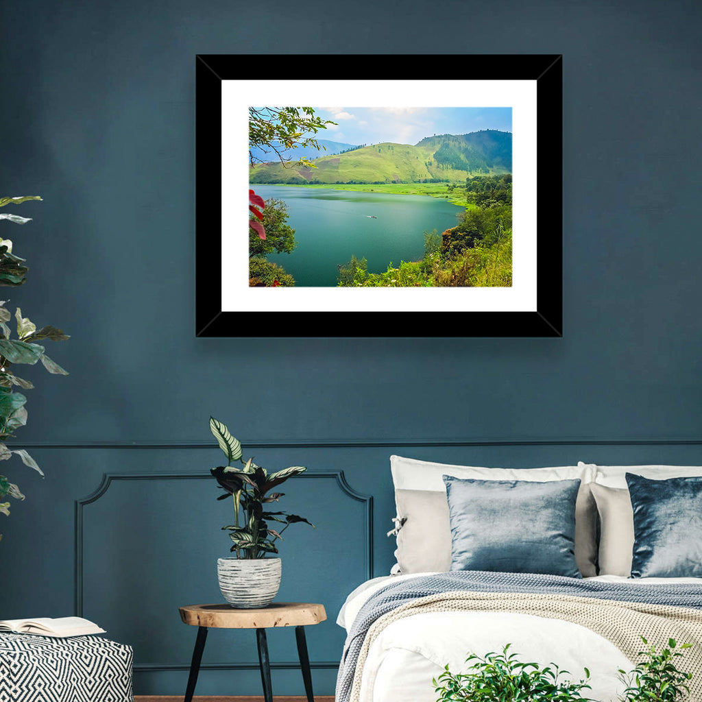 Lake Toba Boat and Hills Wall Art