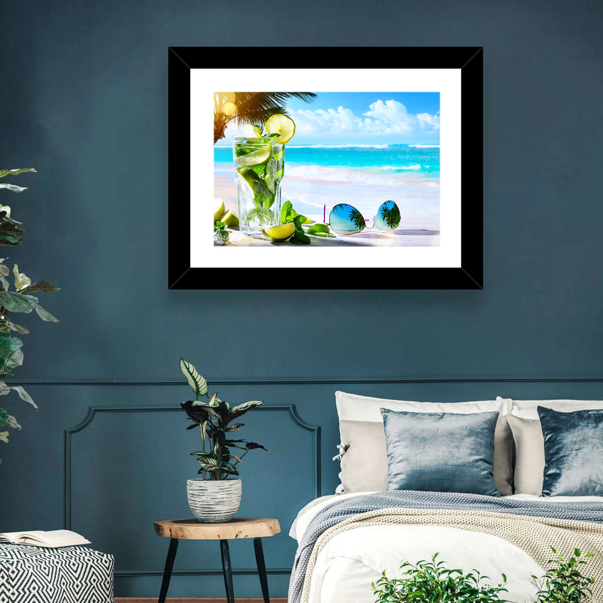 Mojito Beach Scene Wall Art in a room, landscape