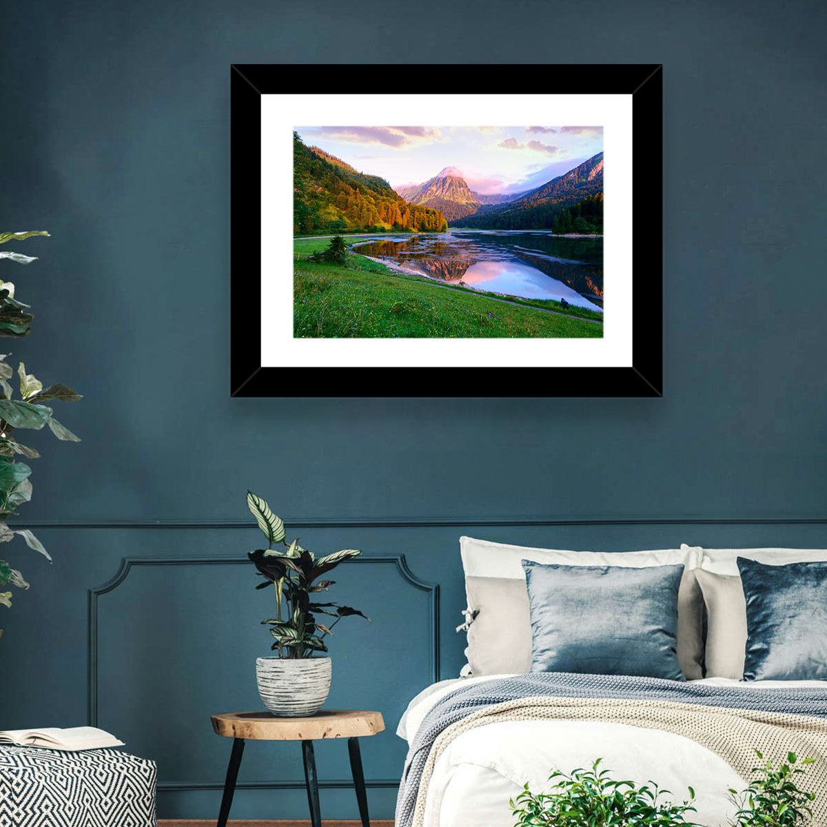 Obersee Reflection, Switzerland Wall Art in a room, landscape