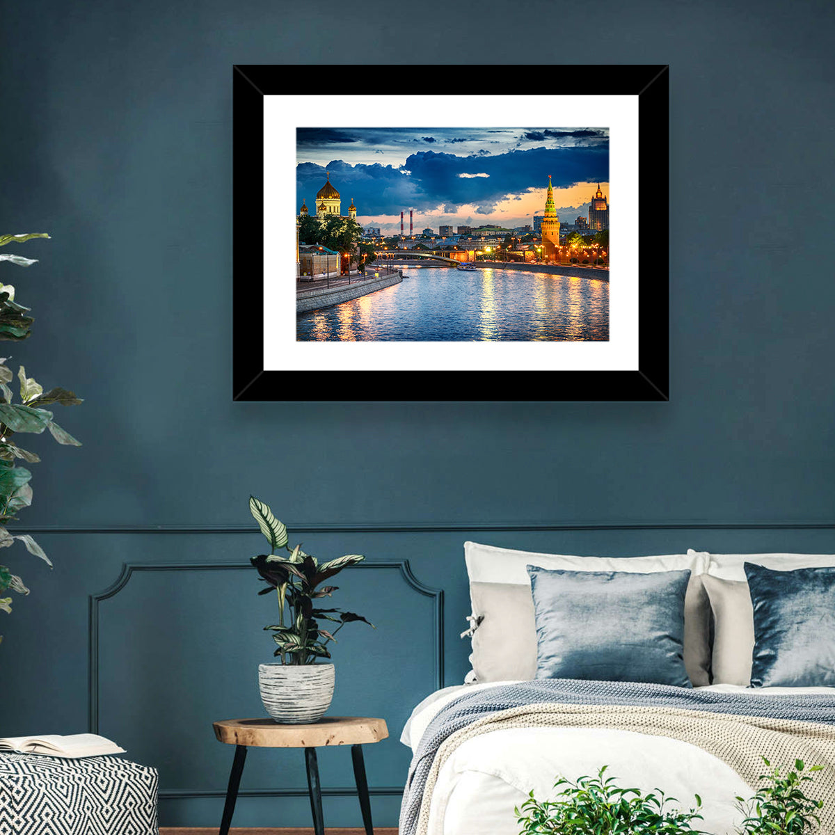 Kremlin on the Moskva River Wall Art in a room, landscape