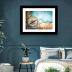 Vintage Compass Over Atlantic Map Wall Art