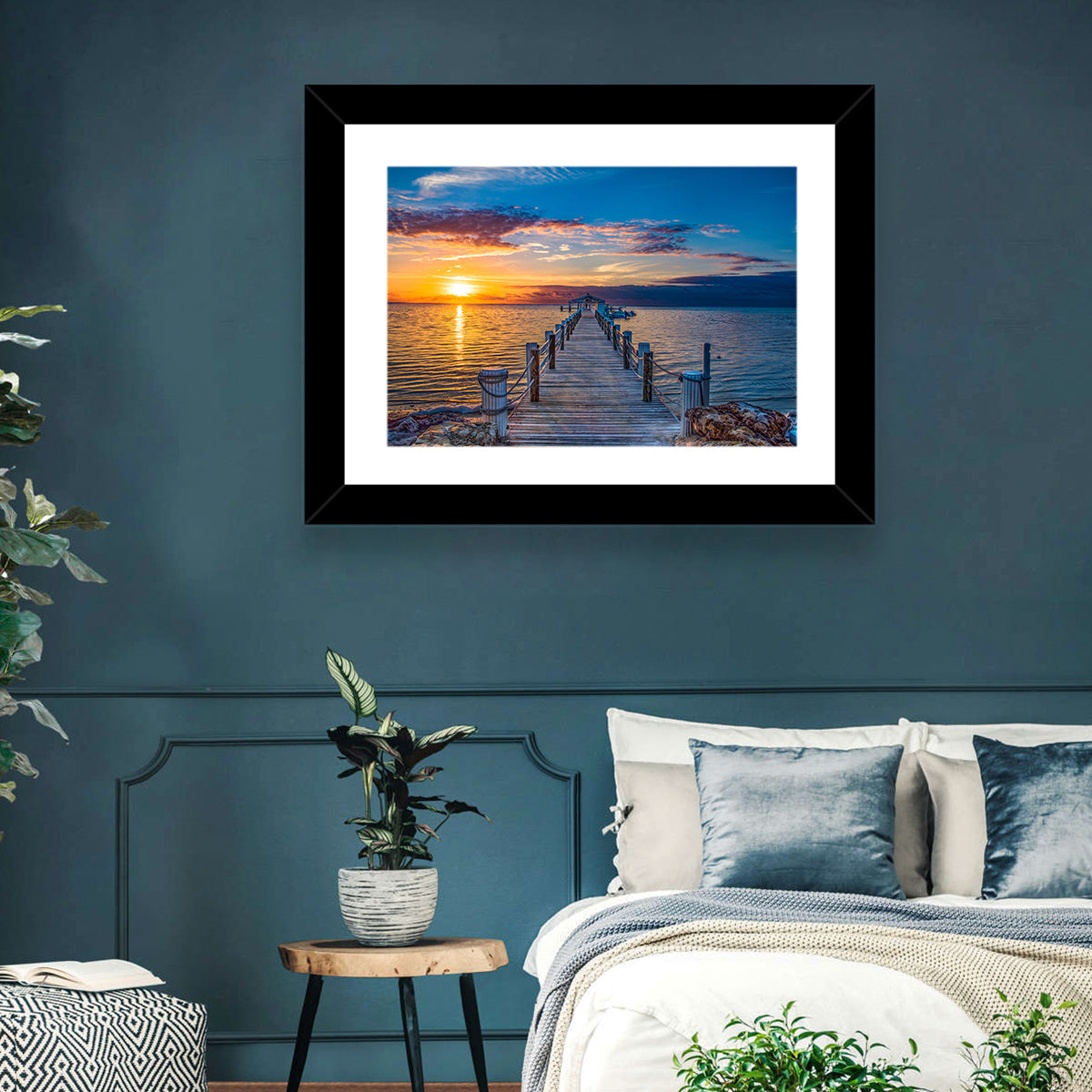 Islamorada Pier at Golden Hour Wall Art in a room, landscape