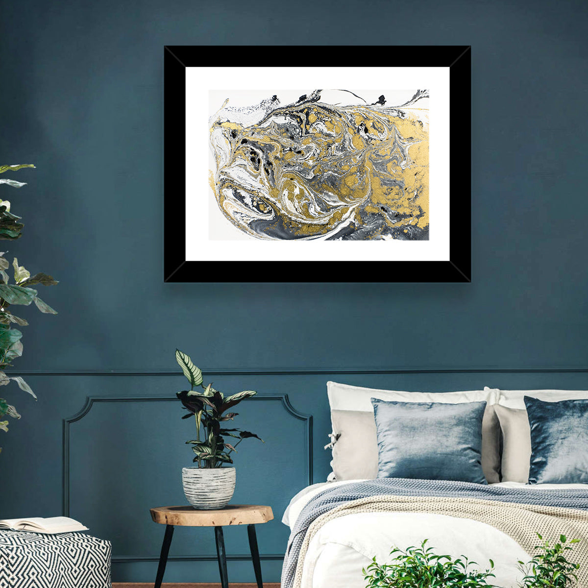 Golden Liquid Abstract Wall Art