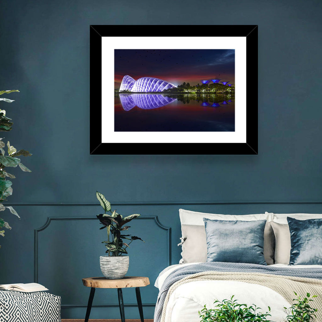 Gardens by the Bay Night Reflection Wall Art