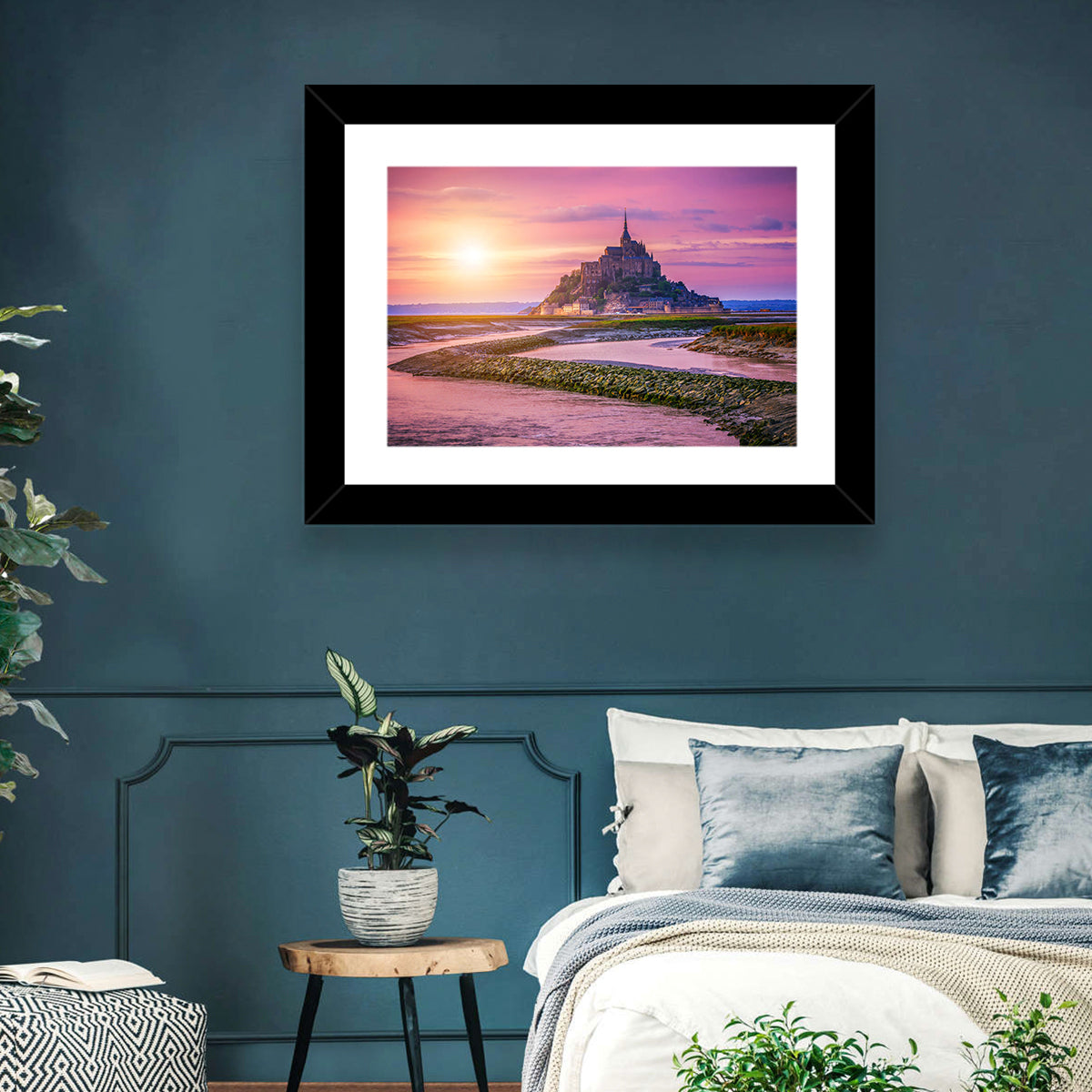 Mont Saint-michel Sunset Wall Art in a room, landscape