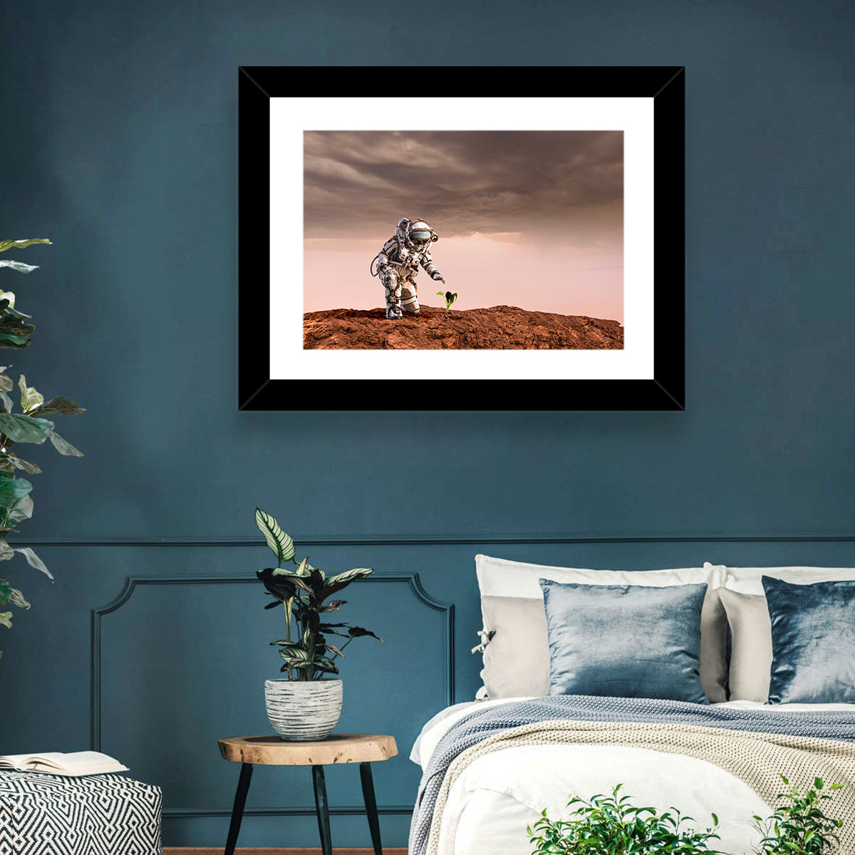 Martian Seedling Concept Wall Art in a room, landscape