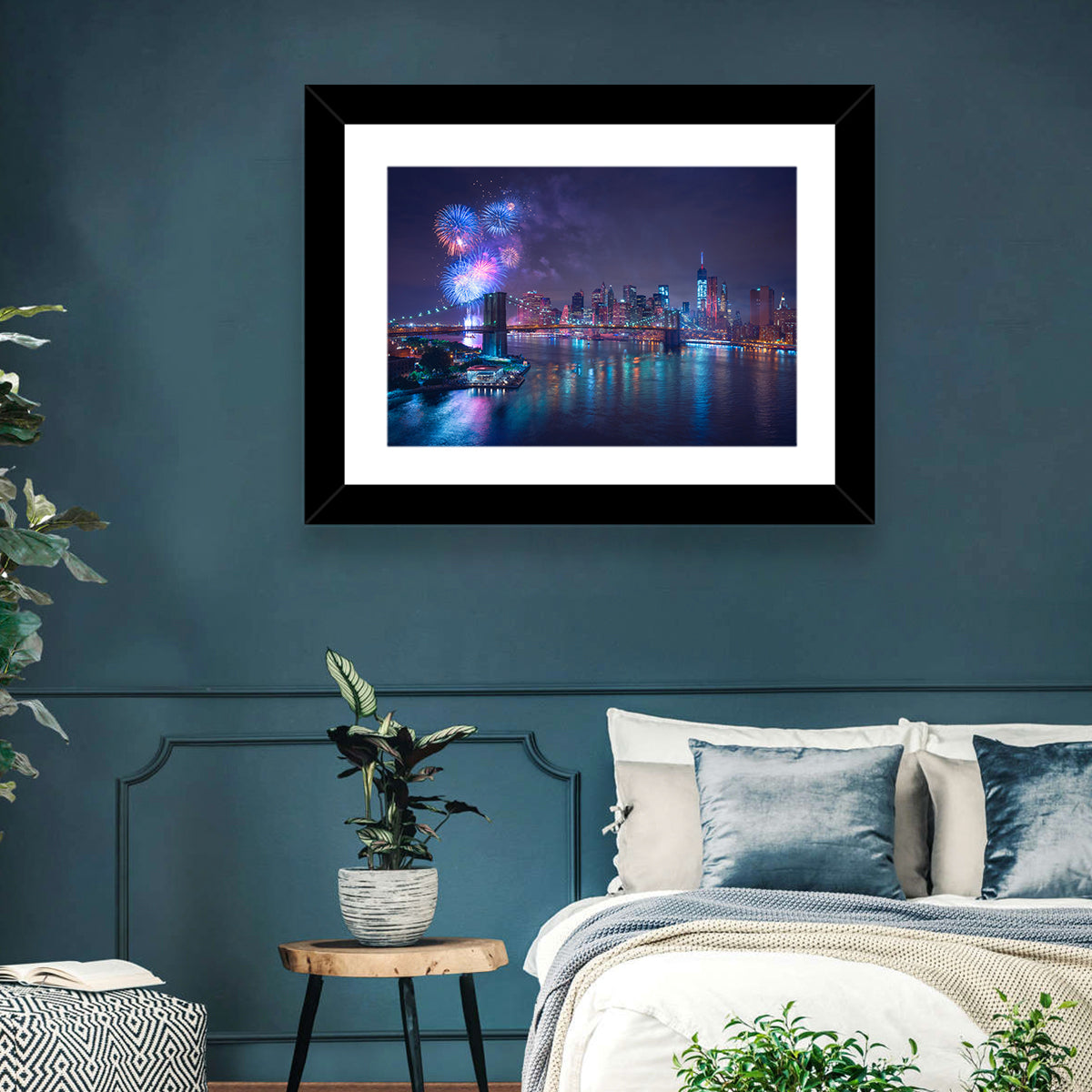 Fireworks Over Brooklyn Bridge Wall Art