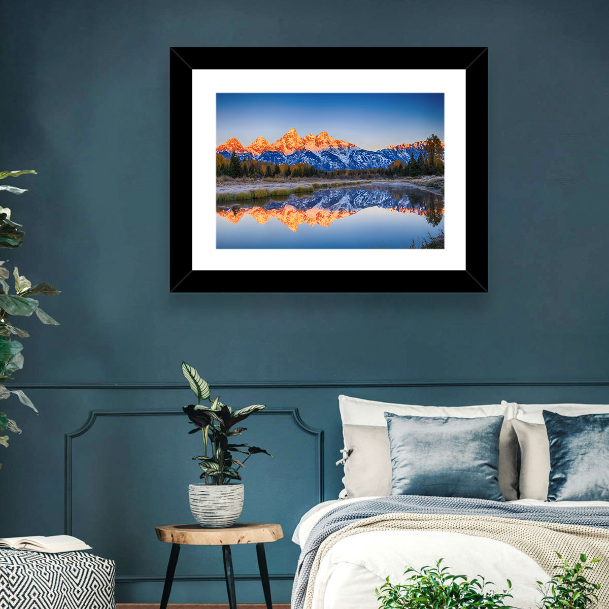 Schwabacher Landing, Grand Teton Sunrise Wall Art in a room, landscape