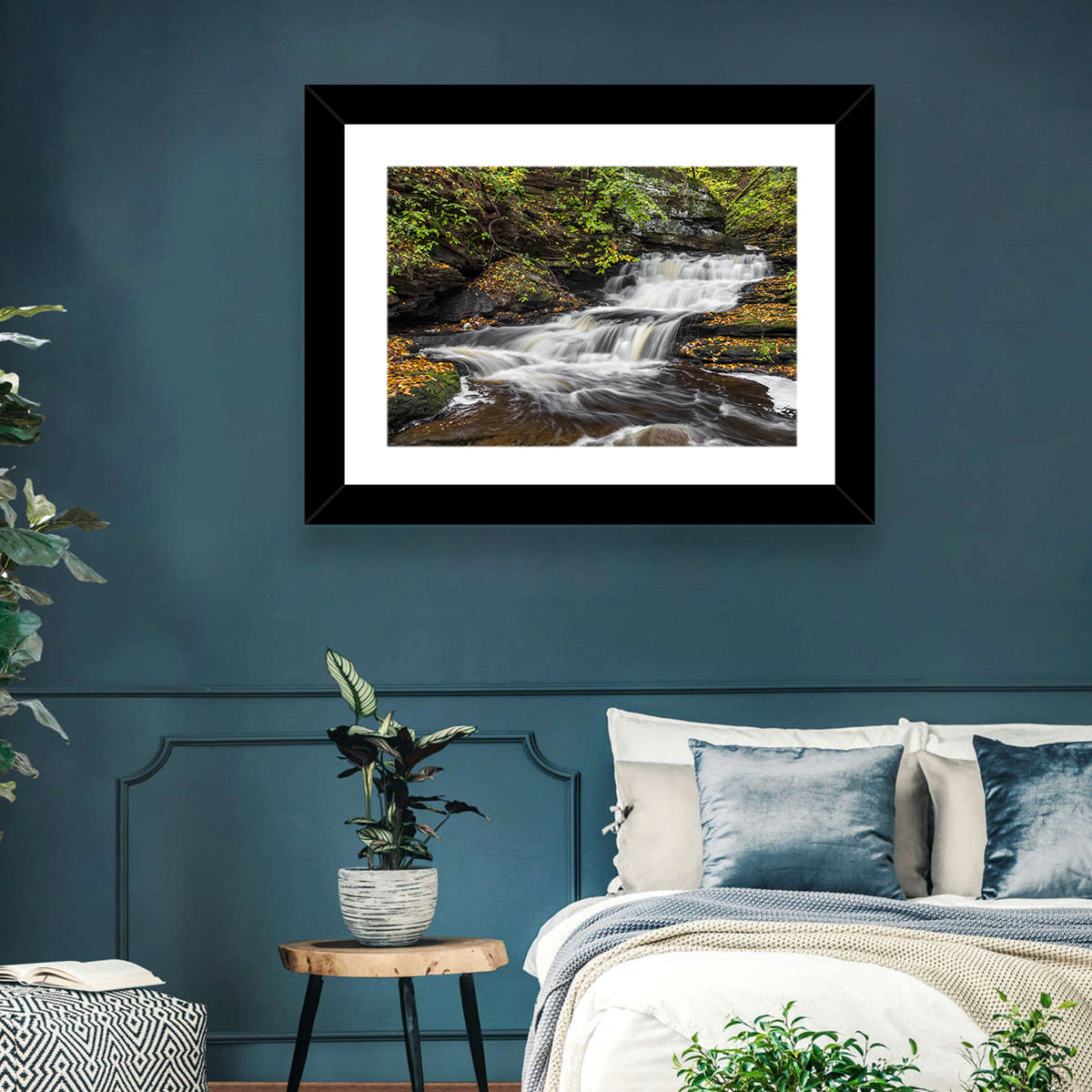 Cascading Autumn Waterfall Wall Art