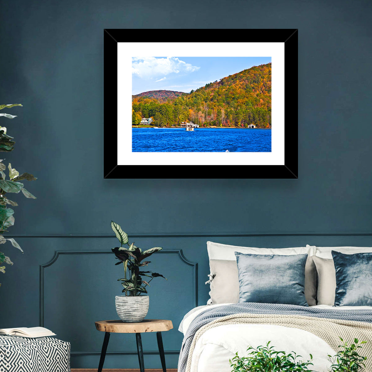 Lake Burton Autumn View Wall Art in a room, landscape