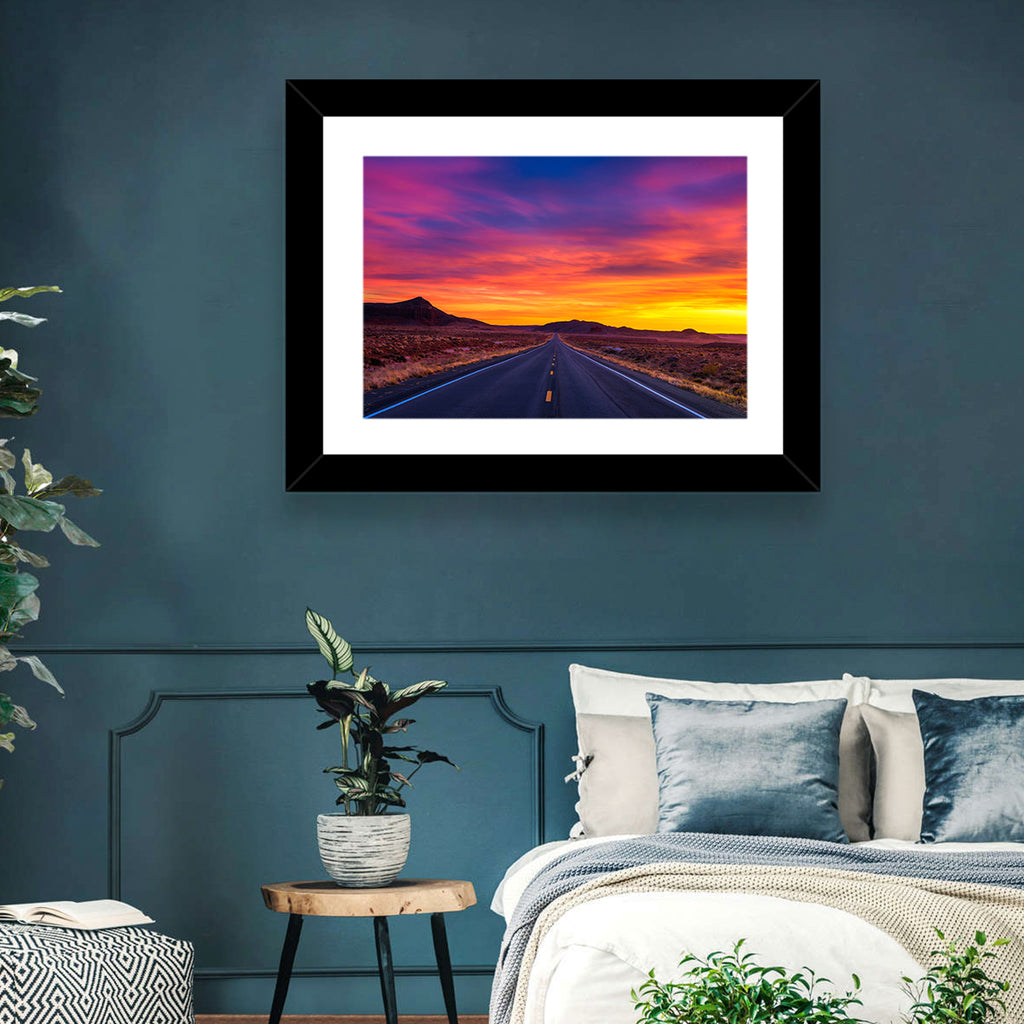 Infinite Desert Road Sunset Wall Art