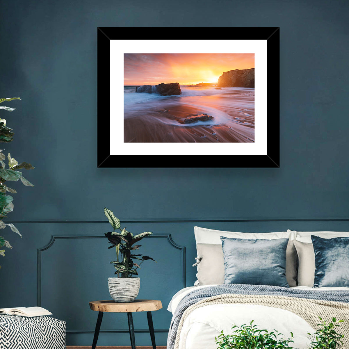 Quiberon Beach Sunset Wall Art in a room, landscape