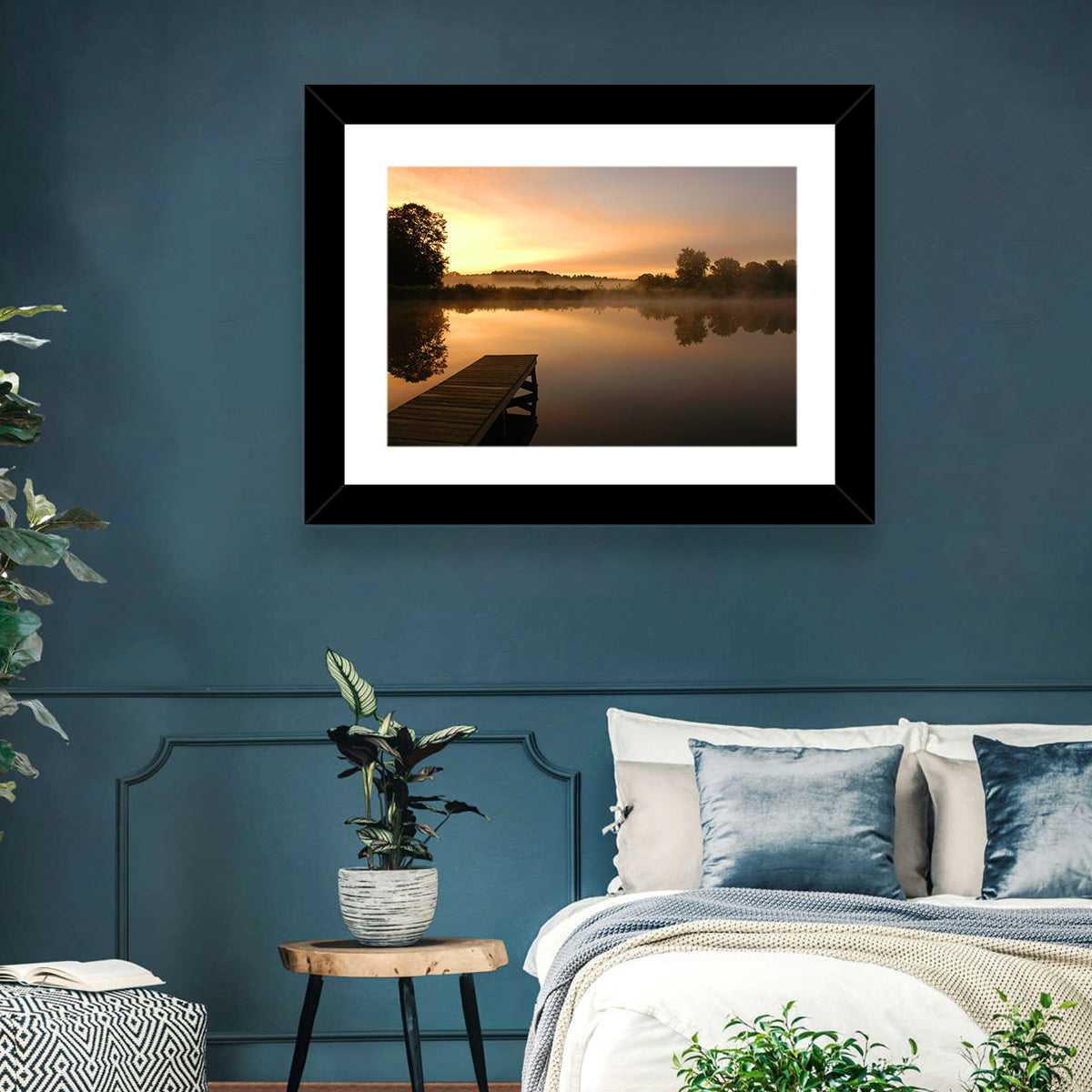 Golden Morning Pier Wall Art in a room, landscape