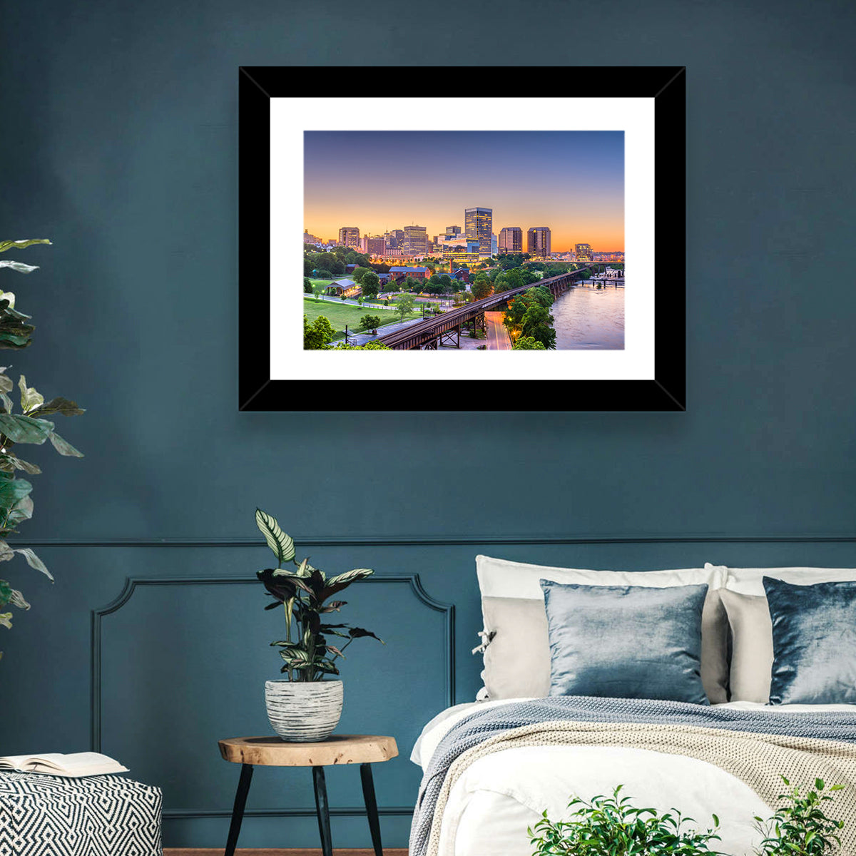 Richmond Skyline at Golden Hour Wall Art in a room, landscape