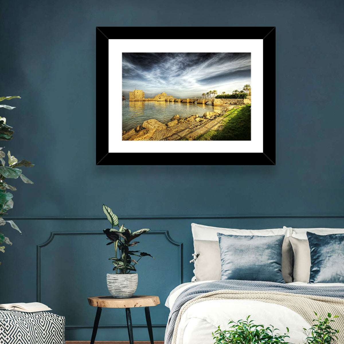 Sidon Sea Castle Wall Art in a room, landscape