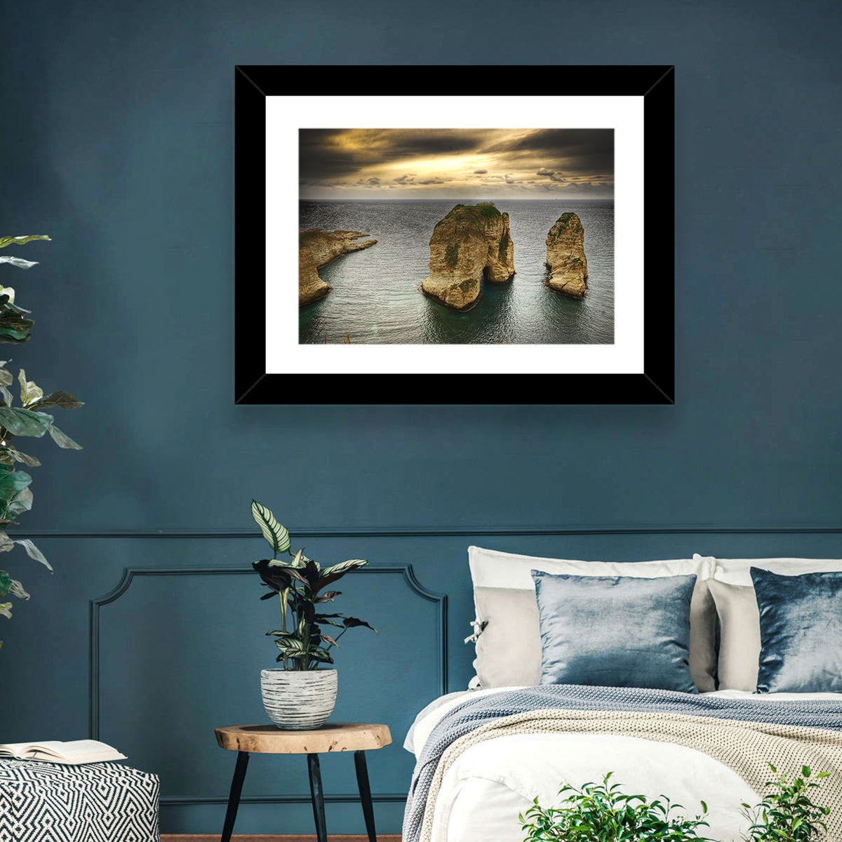 Pigeon Rocks, Raouché Wall Art in a room, landscape