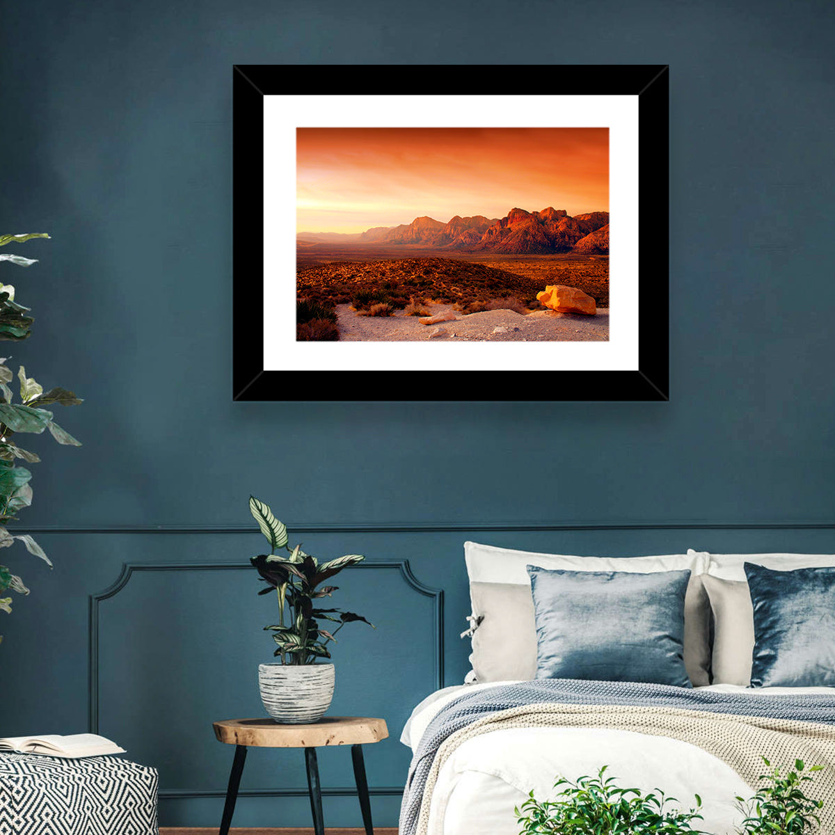 Red Rock Canyon Sunset Wall Art in a room, landscape