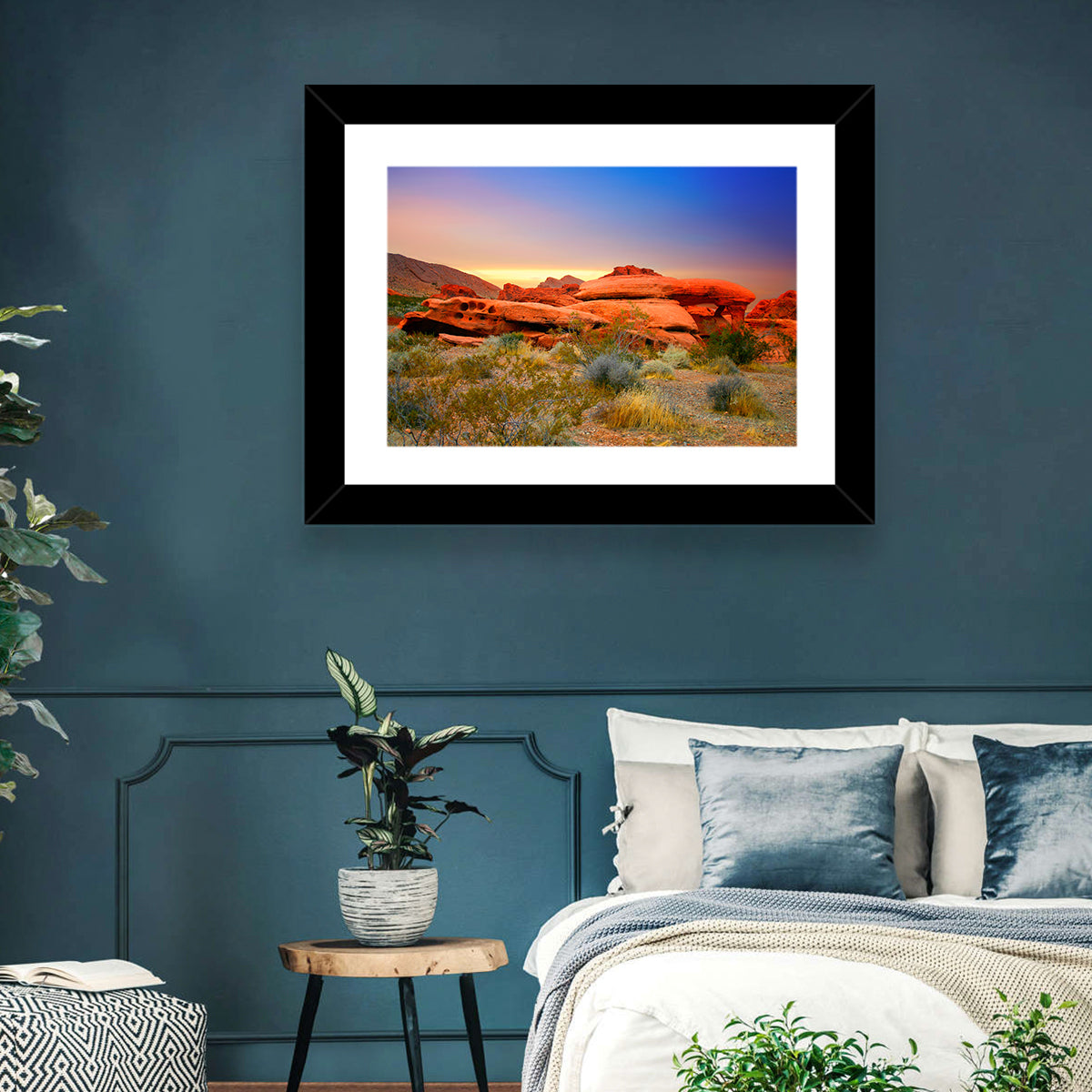 Red Rock Canyon Sunset Wall Art in a room, landscape