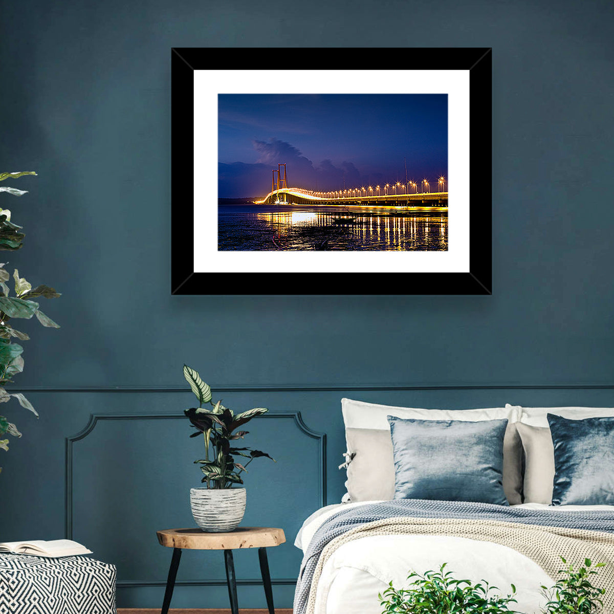 Suramadu Bridge at Dusk Wall Art in a room, landscape