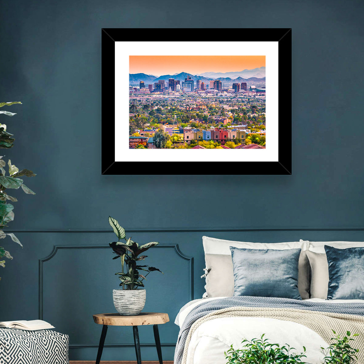 Phoenix Golden Hour Cityscape Wall Art in a room, landscape