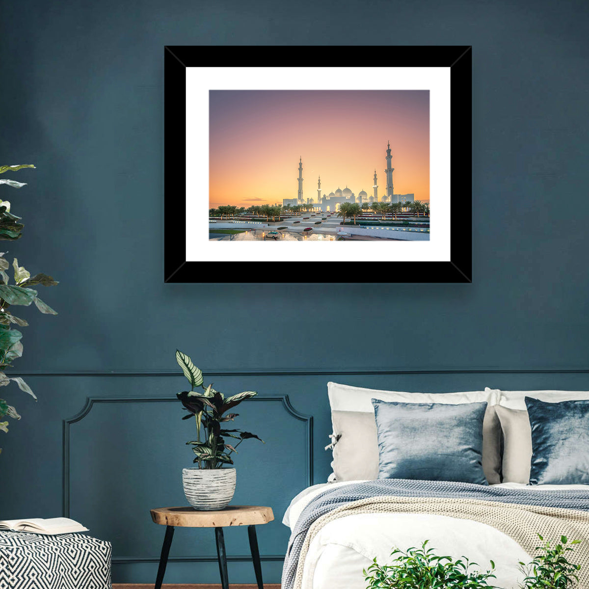 Sheikh Zayed Grand Mosque at Sunset Wall Art in a room, landscape