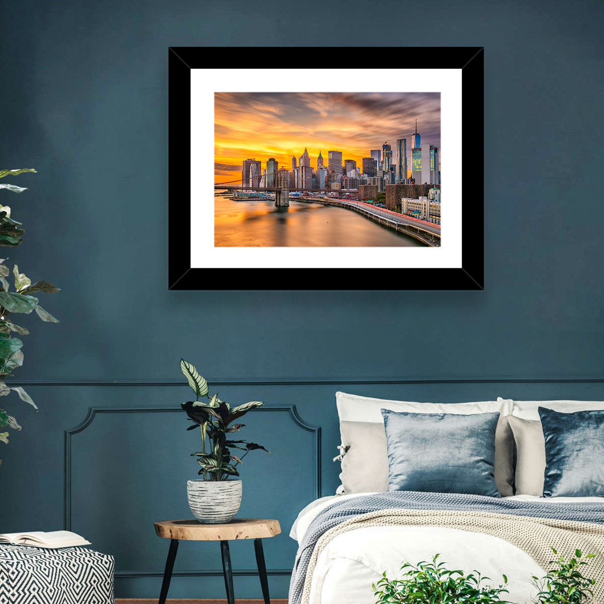 Lower Manhattan Skyline Wall Art in a room, landscape