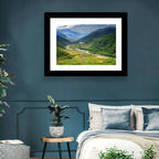 Punakha River Valley with Terraced Rice Fields Wall Art