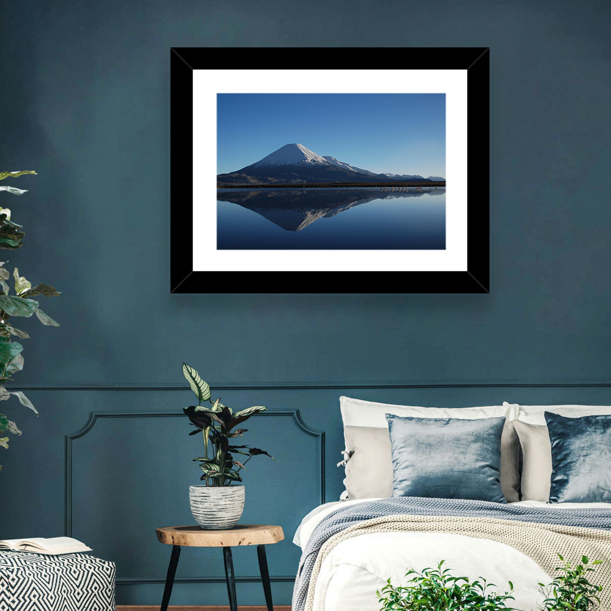 Chungara Lake Reflection Wall Art in a room, landscape