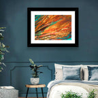 Flowing River Abstract in Orange and Teal Wall Art