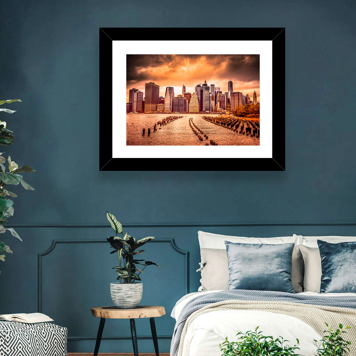 Lower Manhattan Financial District Wall Art in a room, landscape
