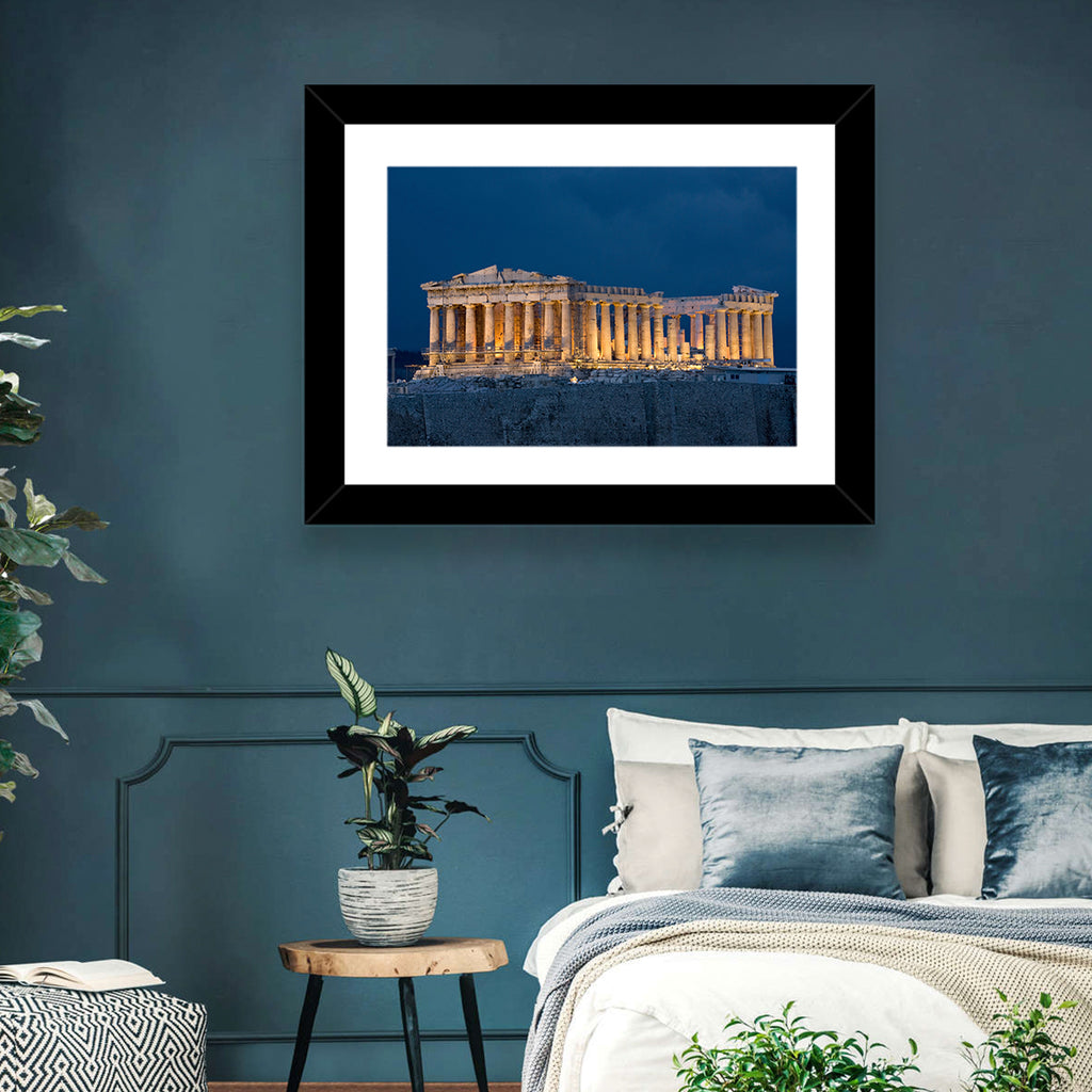 Illuminated Parthenon at Night Wall Art