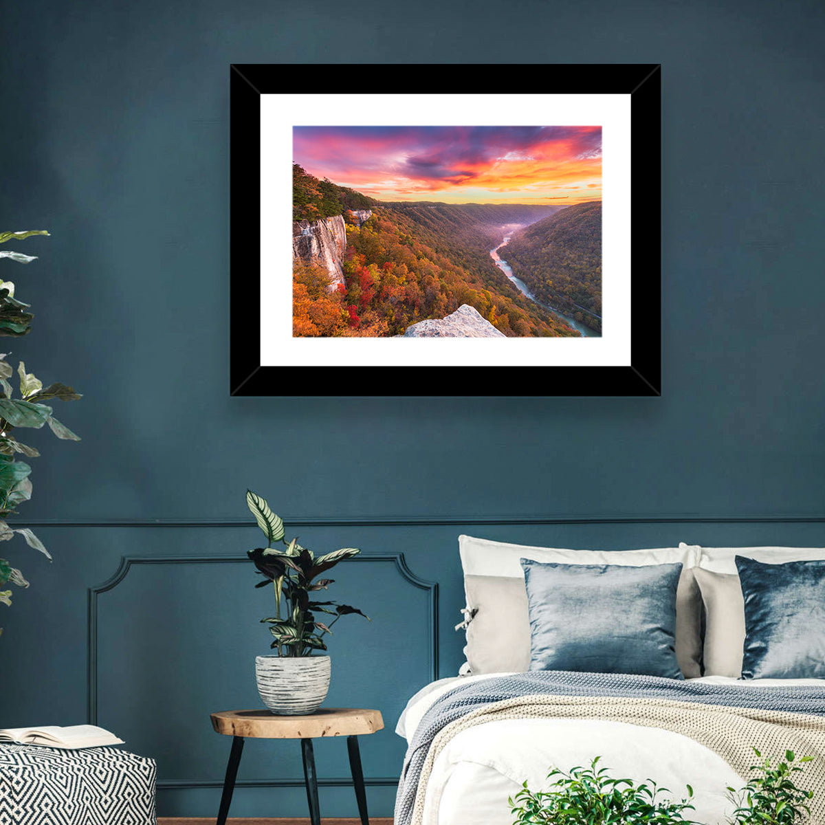 New River Gorge Sunset Wall Art in a room, landscape