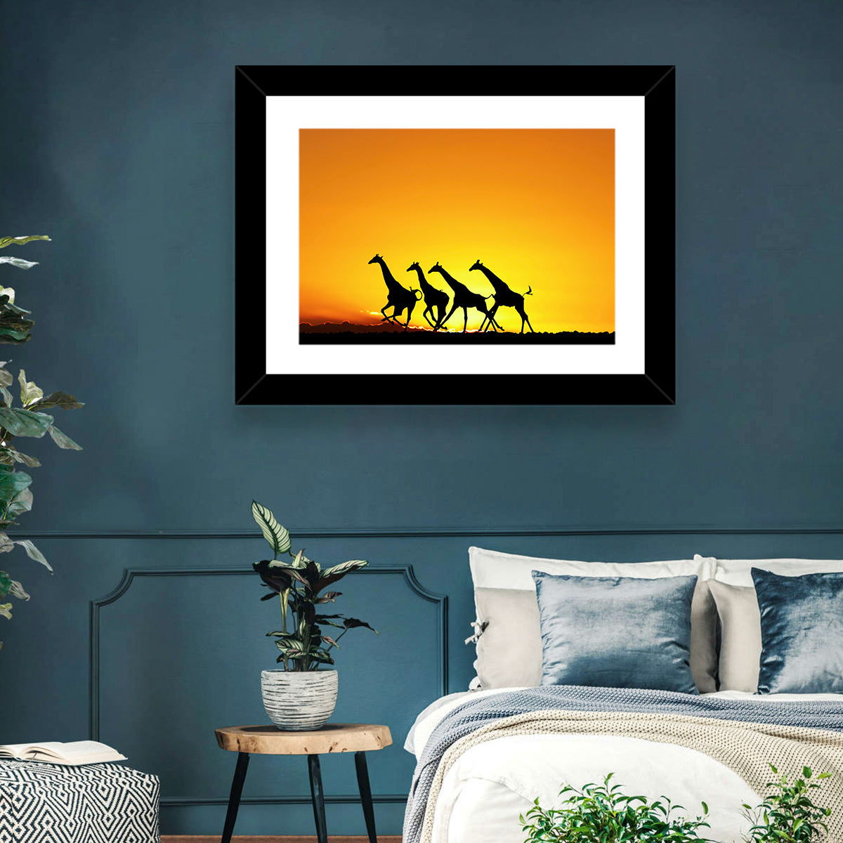 Savanna Giraffes at Sunset Wall Art