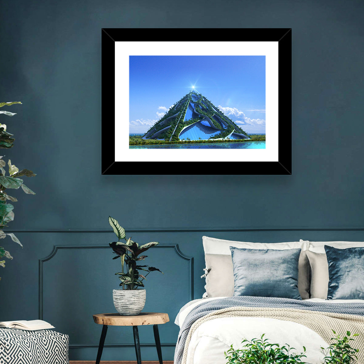 Glassy Pyramid with Gardens Wall Art in a room, landscape