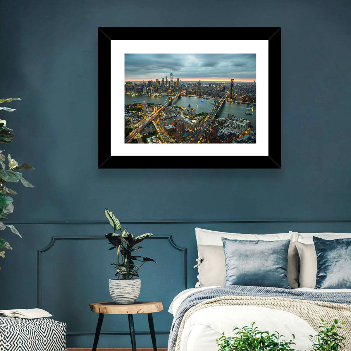 New York Twilight Cityscape Wall Art in a room, landscape