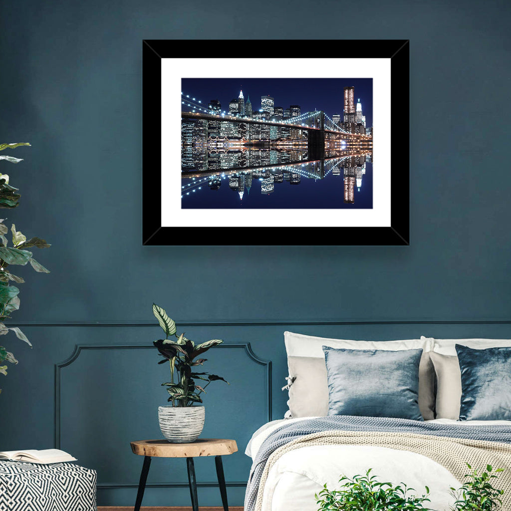 Brooklyn Bridge Symphony at Night Wall Art