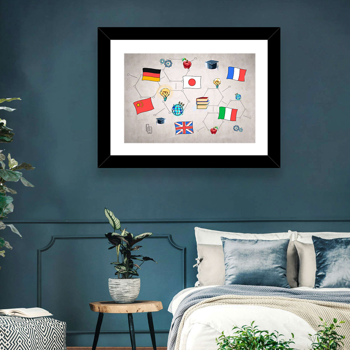 Global Flags Network Wall Art in a room, landscape